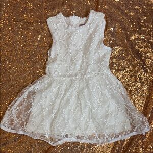 Jelly The Pug White Lacy Embroidered Floral Dress, Sz 7